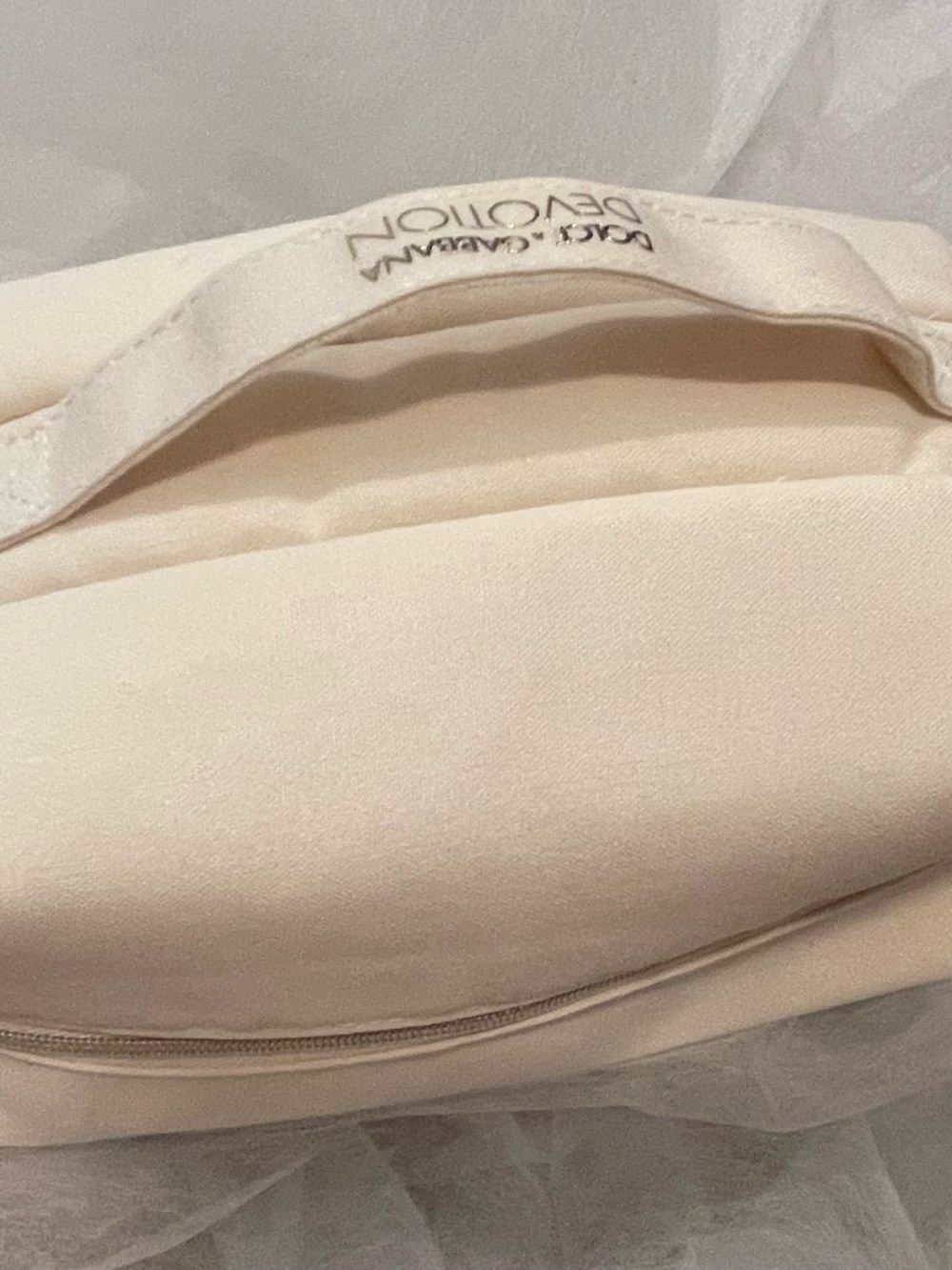 Dolce & Gabbana Cream Cosmetic Pouch with Logo Trim